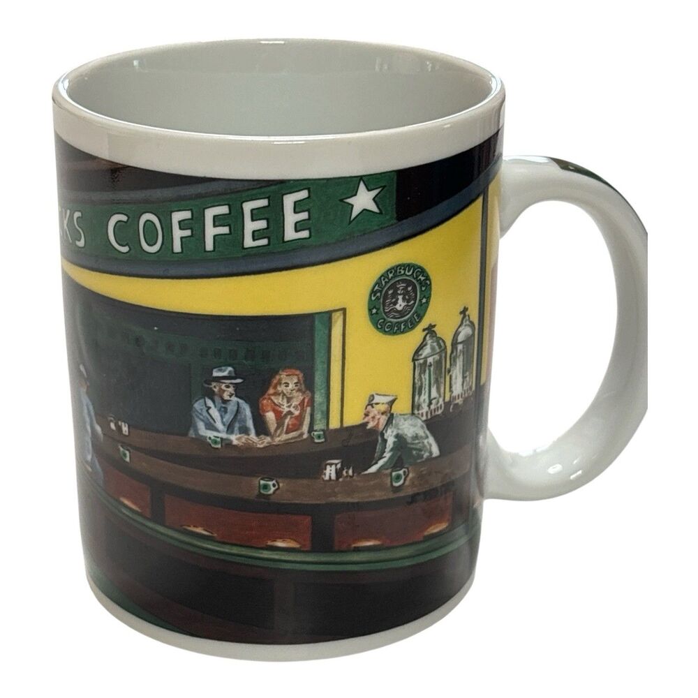 STARBUCKS Chaleur Nighthawks D Burrows by Edward Hopper Diner Art Ceramic Mug